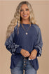 Contrast Print Striped Raglan Crew Neck Loose Long Sleeve Top